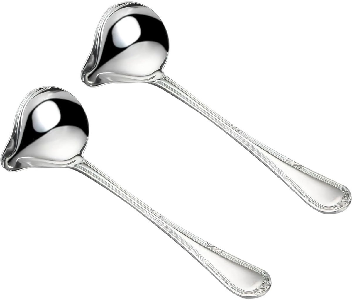 QTTVBTNA - 2 Stuks RVS Sauslepels - Soeplepel met Uitschenkrand - Professionele Sauslepel voor Sauzen - Dressings en Soepen - Keukengerei & Kookaccessoires voor Stijlvol Koken - 20 cm - Zilver