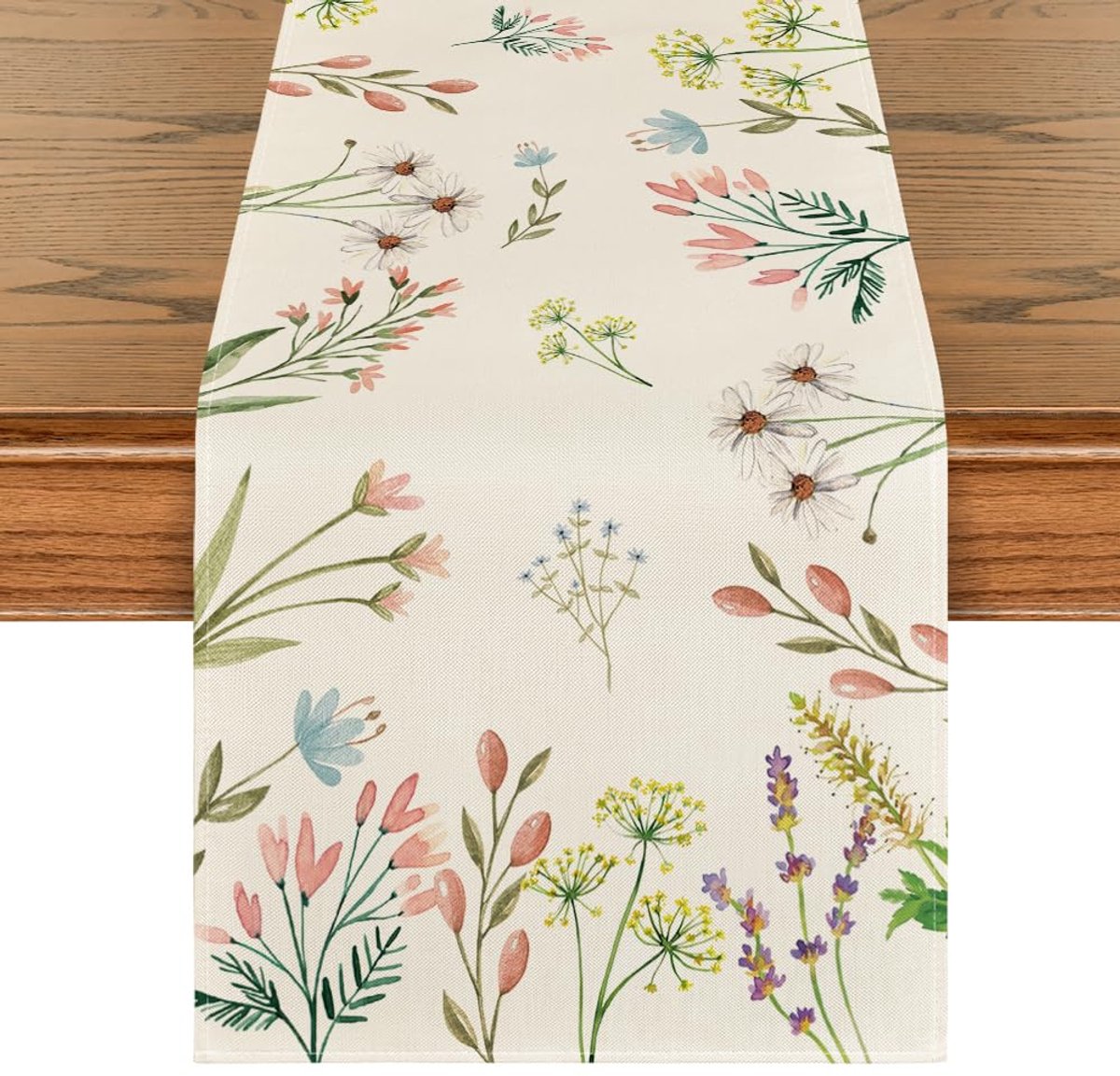 Planten, bloemen, tafelloper, keukentafeldecoratie