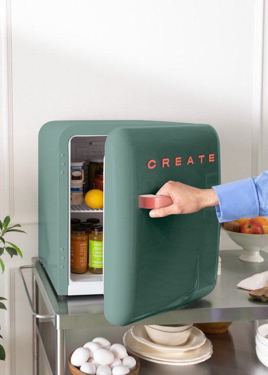 CREATE - Koelkast in retrostijl - Sage - Handvat Terracotta - FRIDGE RETRO 48L van create — afbeelding 4