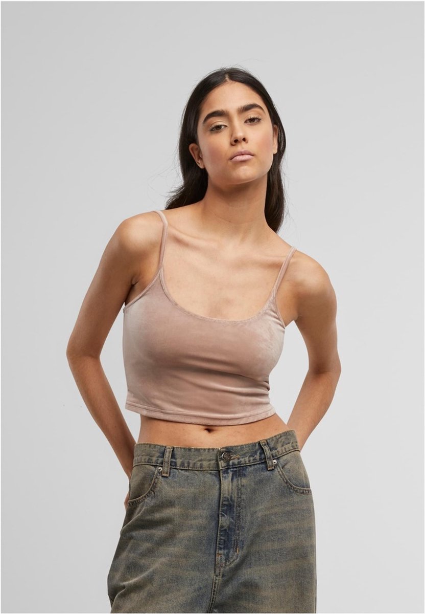 Urban Classics Short Velvet Crop top 4XL Roze
