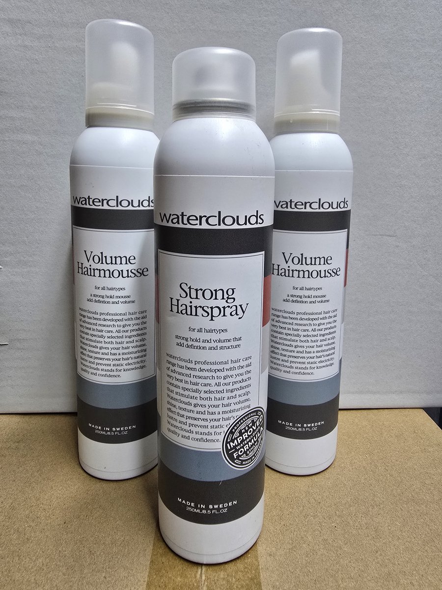 Waterclouds, haarverzorging set, 2x Waterclouds volume Hairmousse & 1x Waterclouds Strong Hairspray