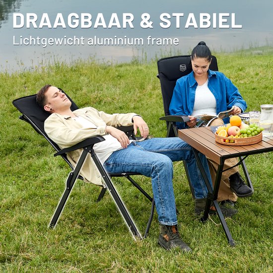 TIMBER RIDGE Campingstoelen - Opvouwbaar & Verstelbaar - 4 standen & hoge rugleuning - Comfortabele tuinstoelen - Ideaal voor camping - Zwart van Merkloos — afbeelding 2