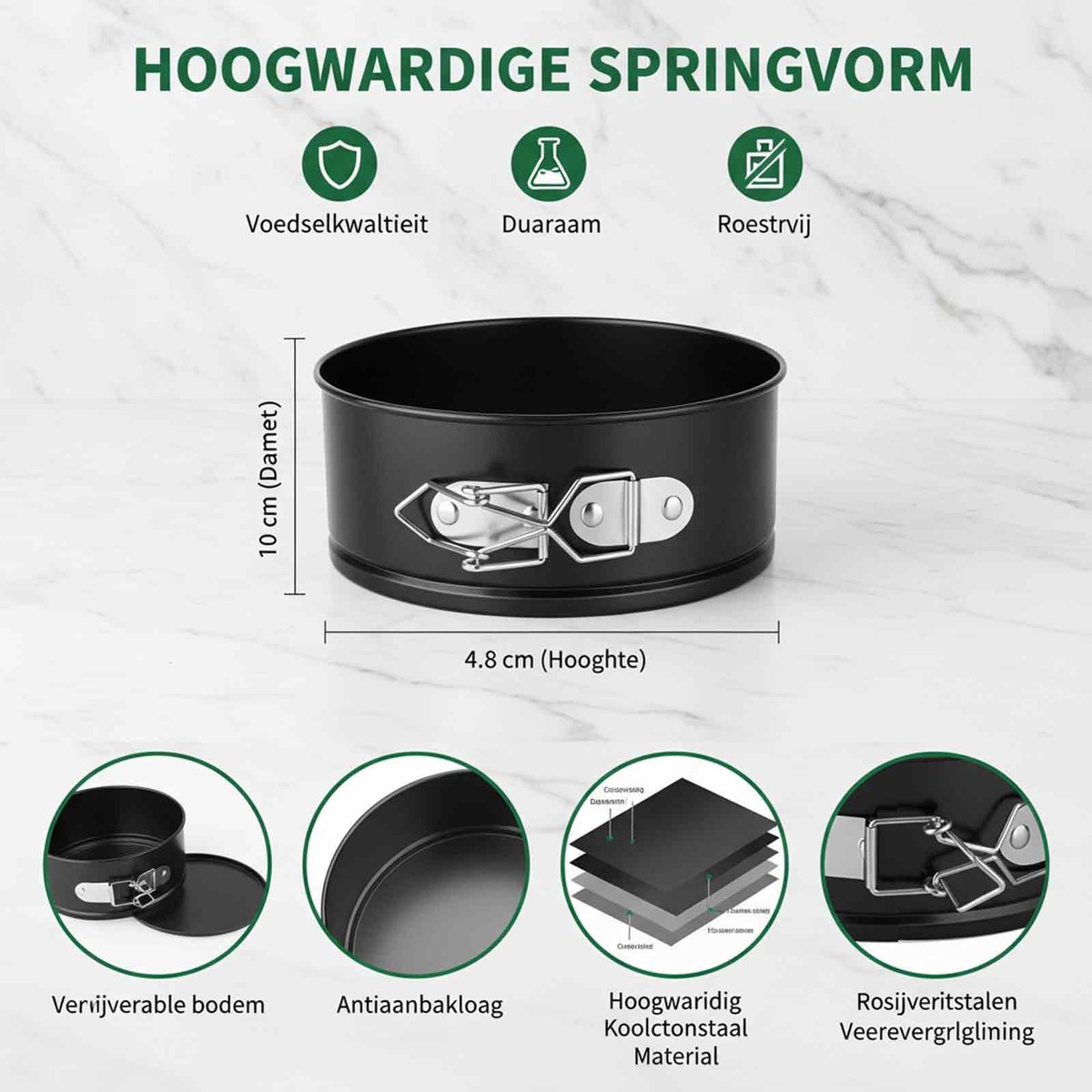 longziming Mini Springvorm Bakvorm - 10 cm - Set van 2 - Anti-aanbak - Ronde Mini TaartvormenUitneembare Bodem - Kleine Bakvormen met Platte Bodem - Voor Taarten – foto 7
