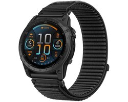Strap-it Nylon bandje geschikt voor Garmin Fenix 9 (43mm) / 9 Pro (43mm) 8 - 43mm / Fenix 7s (Pro - Solar - Sapphire Solar) / Fenix 6s (Pro - Sapphire) / Fenix 5s (Plus - Sapphire) / Epix Pro (Gen 2) 42mm / Instinct 2s - E - Zwart