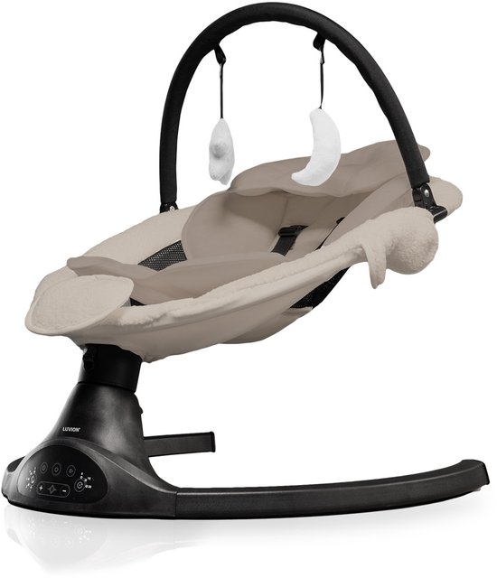 LUVION® Baby Swing Beige - Elektrische Babyschommel - Automatische Wipstoel voor je Baby - Schommelstoel - Babyswing - Uitneembare Wasbare Wipstoelhoes