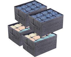 4Pcs Closet Organizers and Storage Bins for Clothes - 12 Cell Drawers Organizer Grid Storage Box for Jeans Pants Sweater T-shirts, Wardrobe Shelf Dividers Closets Organization