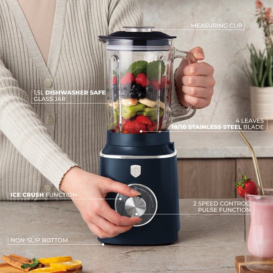 Berlinger Haus blender - met ice crush functie - Deep Sea mat blauw van Merkloos — afbeelding 3