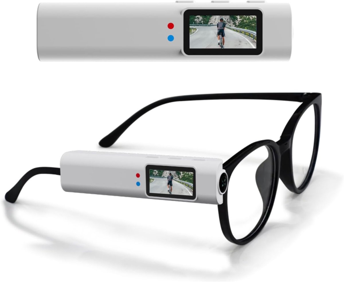 Ultra-Lichte Draagbare Brilcamera – 2.7K 30fps Handvrije POV-Recorder - met Draaibare Lens - Geluidsreductie - voor Vloggen, Sport & Reizen