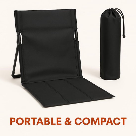 Strandmat Met Rugleuning – Opvouwbare Vloerstoel Met Zitkussen En Opbergvak – Lichtgewicht, Verstelbaar, Draagbaar – Perfect Voor Tuin, Camping, Reis, Picknick, Strand Of Zwembad (khaki)
