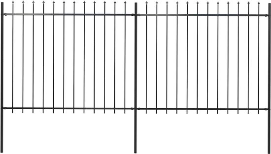 Clôture de jardin avec dessus de lances 3,4x1,5 m acier noir