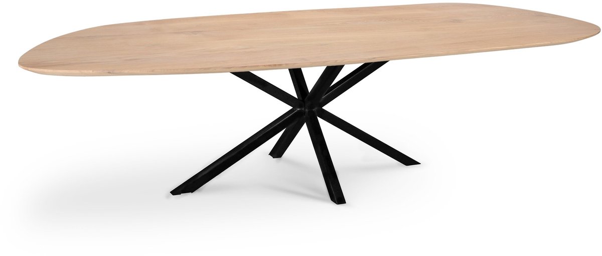 Icon Living - Dante Eiken Slide Tafelblad Kleur Natural 240 X 110 - Onderstel Spinpoot Kleur Zwart