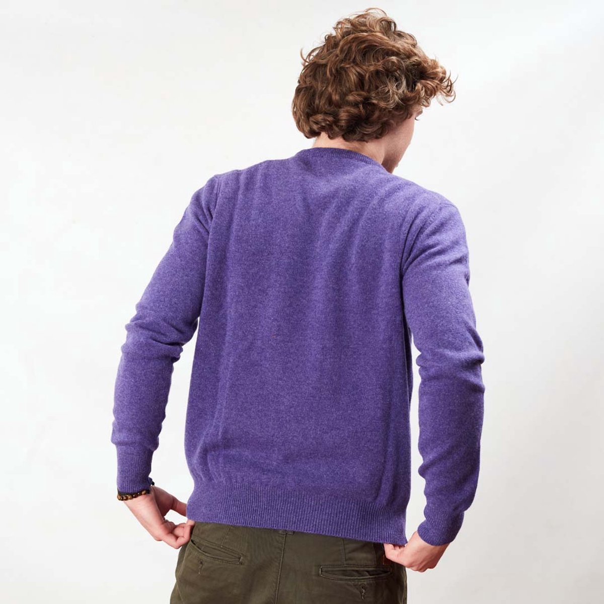 Osborne Knitwear Trui met ronde hals - Sweater heren in Lamswol - Pullover Heren - Heliotrope - L