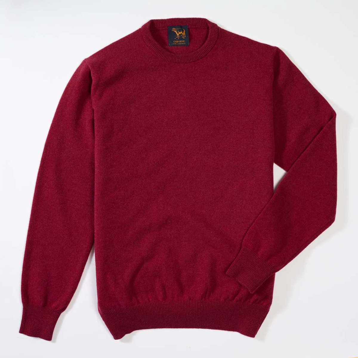 Osborne Knitwear Trui met ronde hals - Sweater heren in Lamswol - Pullover Heren - Rhubarb - M