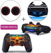 Retro Leeuw Combo Pack XL - PS4 Controller Skins PlayStation Stickers + Thumb Grips + Lightbar Skin Sticker