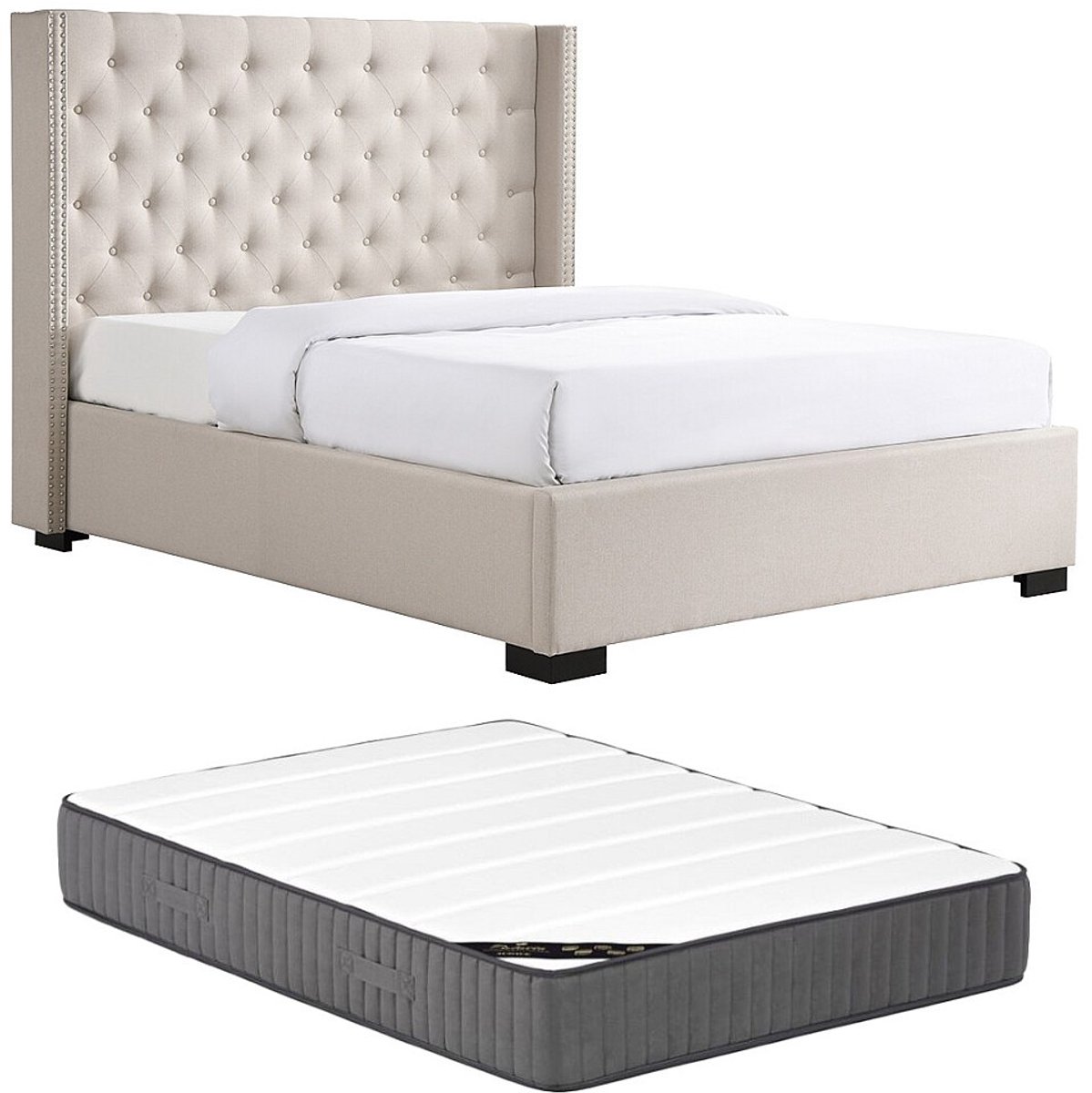 Vente-unique Bedframe stof beige 160 x 200 cm MASSIMO