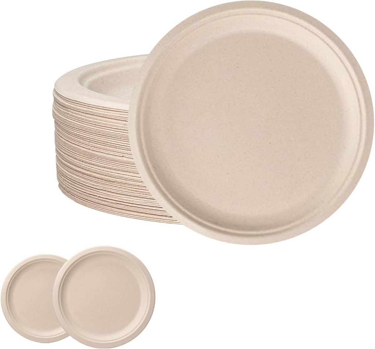 Set van 50 Kleine Wegwerp Borden van Karton - 18 cm - Bio Afbreekbaar Servies