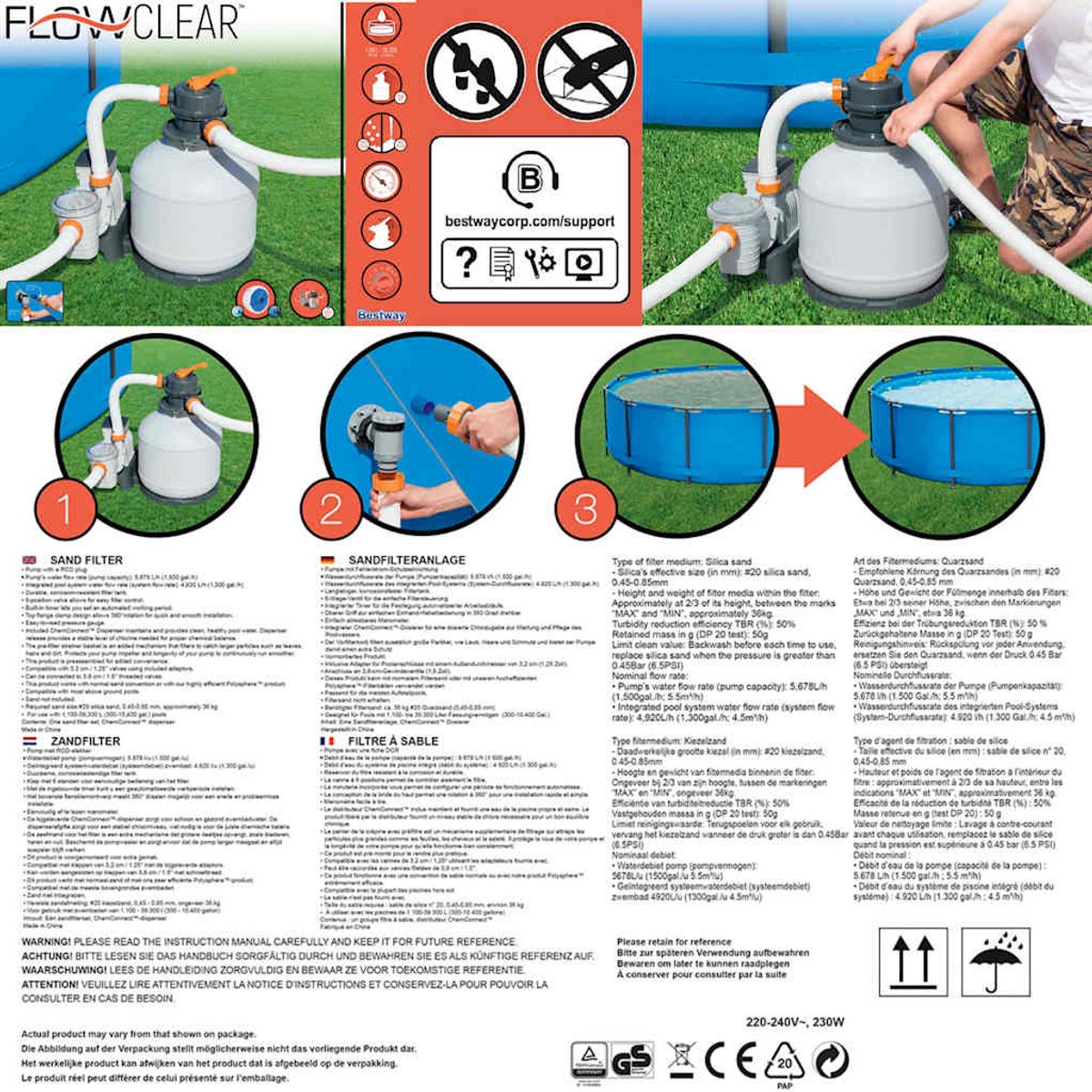 Bestway - Flowclear - Zandfilterpomp - 5678 - L/u – foto 2