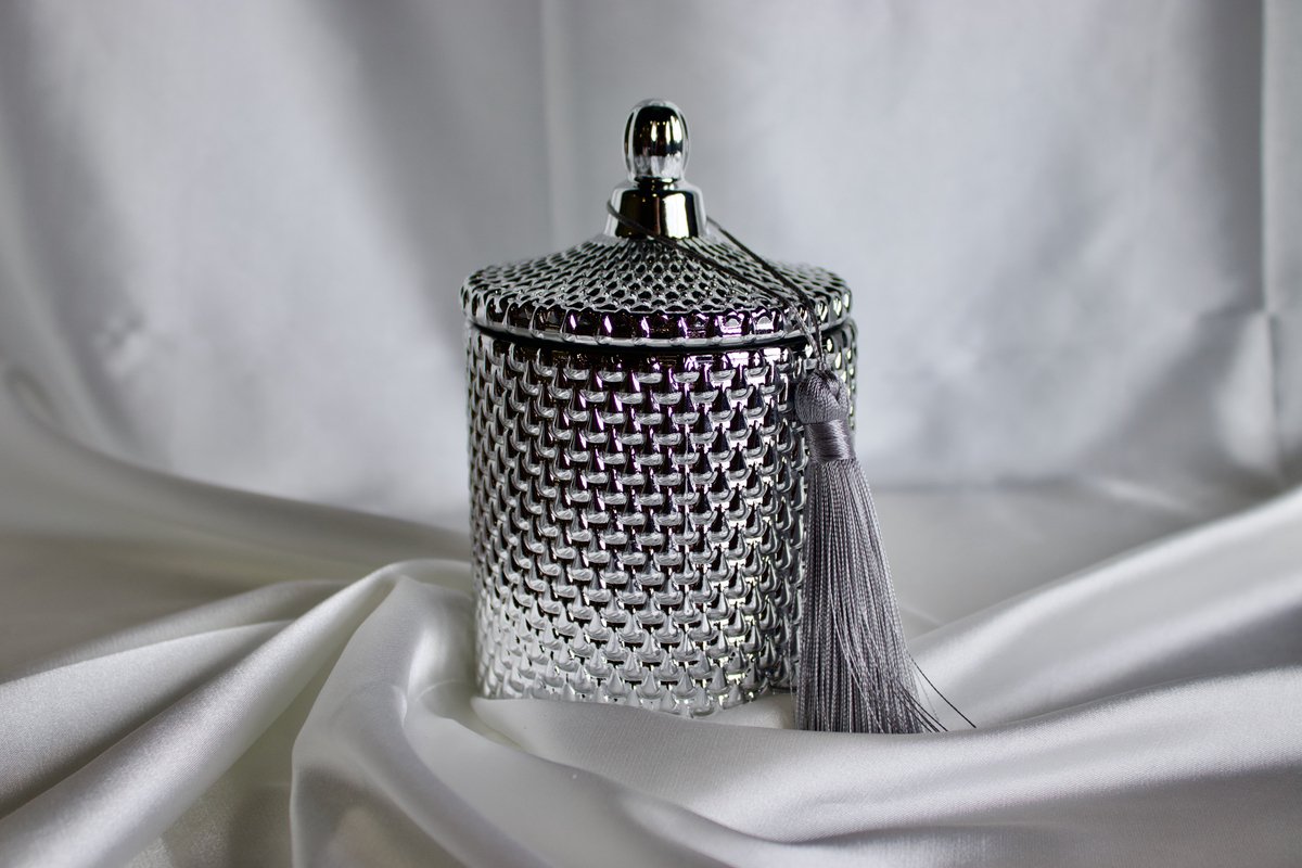ELEVENSY Luxe Geurkaars 300g - Zilver - Oriental Amber - 60 Branduren – Sojawas