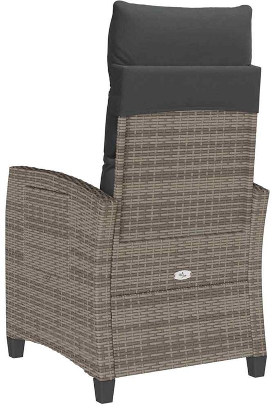 vidaXL - Chaise de jardin réglable avec table d'appoint en résine tressée - Gris