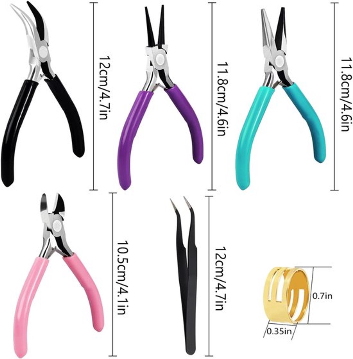 4-delige sieraden tangenset - Sieraden tangen Gereedschapsset - 4,5 inch sieradentang