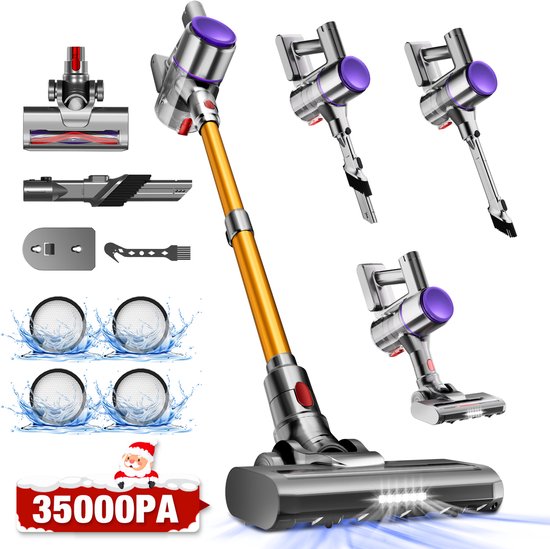 Elekiatech Steelstofzuiger-35000Pa-Steelstofzuiger Draadloos-2200 mAh Accu-50 Minuten-1,5 L Stofbak-voor Tapijten en Harde Vloere