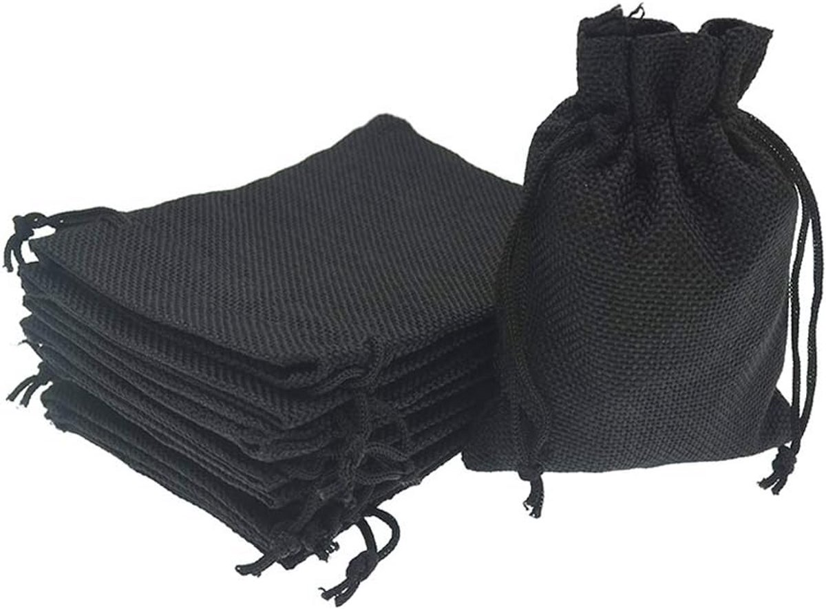 50 Stuks Jute Zakjes met Trekkoord - Kleine Geschenkzakjes voor Sieraden, Snoep en Feestgu