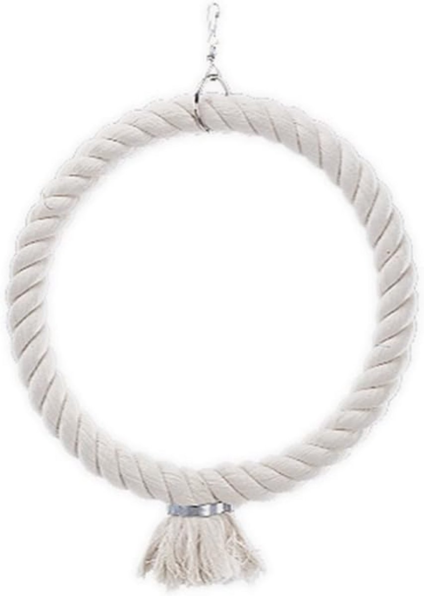 Katoenen Vogelspeeltouw met 2 Ringen - 32 cm - Maat S