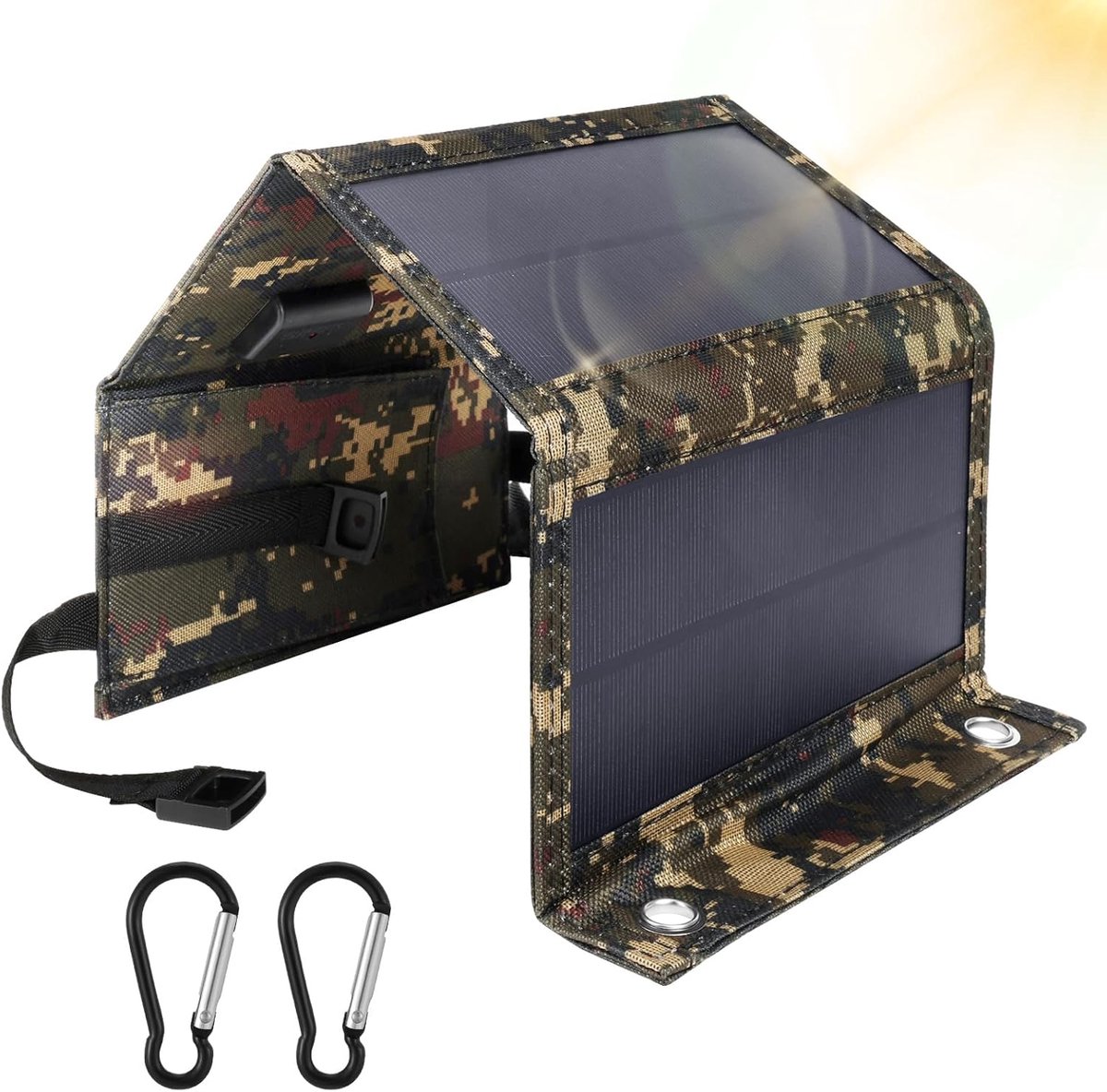 5V 20W draagbare opvouwbare zonneoplader, USB-zonnepaneel met uitgang, zonne-energie voor buitenactiviteiten zoals fietsen, wandelen, kamperen en reizen, duurzame krasbestendige voeding (1 set)