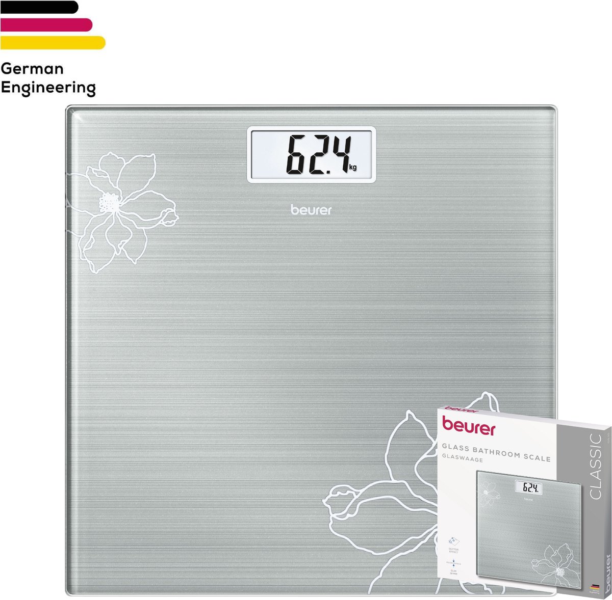 Bol.com Beurer GS 10 Personenweegschaal - Digitaal - Tot 180 kg - 30 x 30 cm - Weegvlak veiligheidsglas - Quick Start - Incl. ba... aanbieding