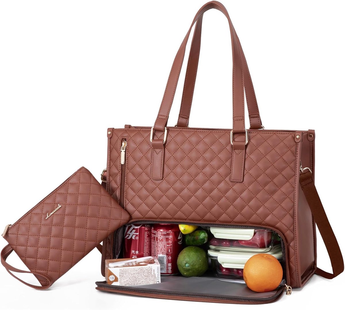MATEIN Laptoptas Voor Vrouwen - 15,6 Inch Handtas Met Geïsoleerd Lunchvak - Waterdichte Aktetas In Paars