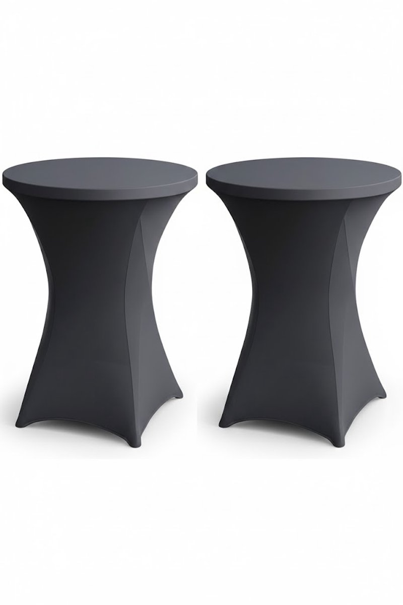 BRASQ Statafelrok Antraciet grijs - ∅80-74 x110 cm - Set van 2 - Statafelhoes - Stretch Rok - Tafelrok voor statafel