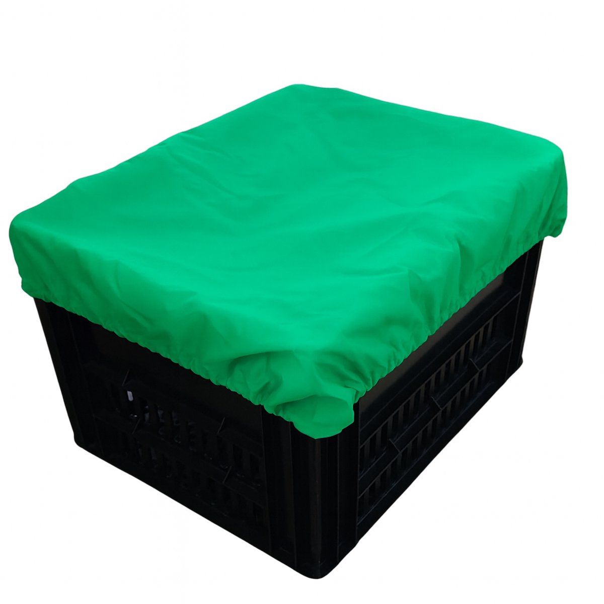 Rieba® Hoes Fietskrat - Crate Cover - Krathoes Fietsmand - Afdekhoes -Waterafstotend - Polyester - Elastisch - Eenvoudige Montage - 45cm x 35cm - Groen