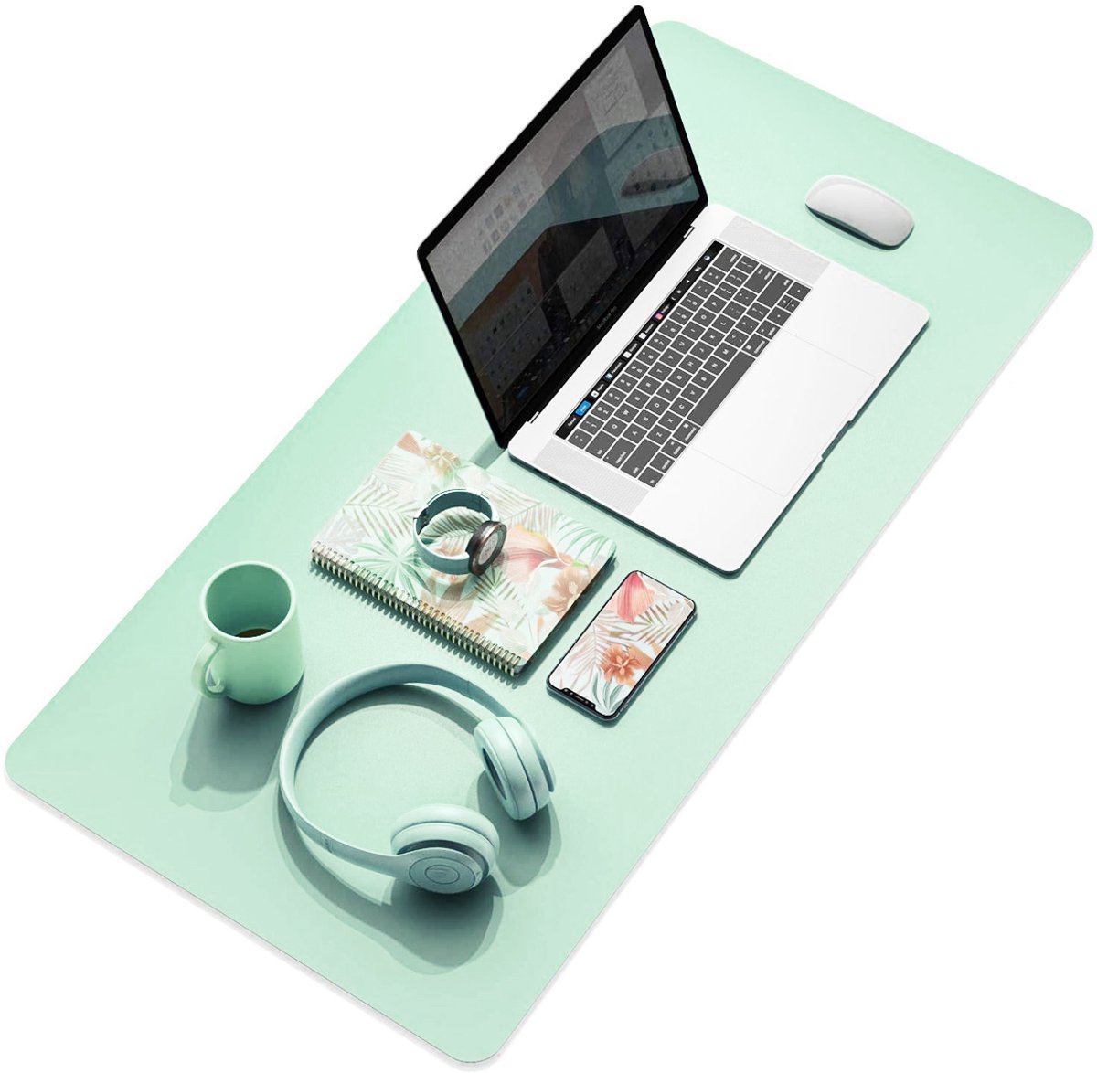 longziming -Grote Bureau Onderlegger 80×40 – Groen – Antislip Suède Achterkant – Waterbestendige Leren Bureau Mat – Comfortabele Werk- & Gaming Muismat – Beschermt Bureau tegen Krassen en Vlekken