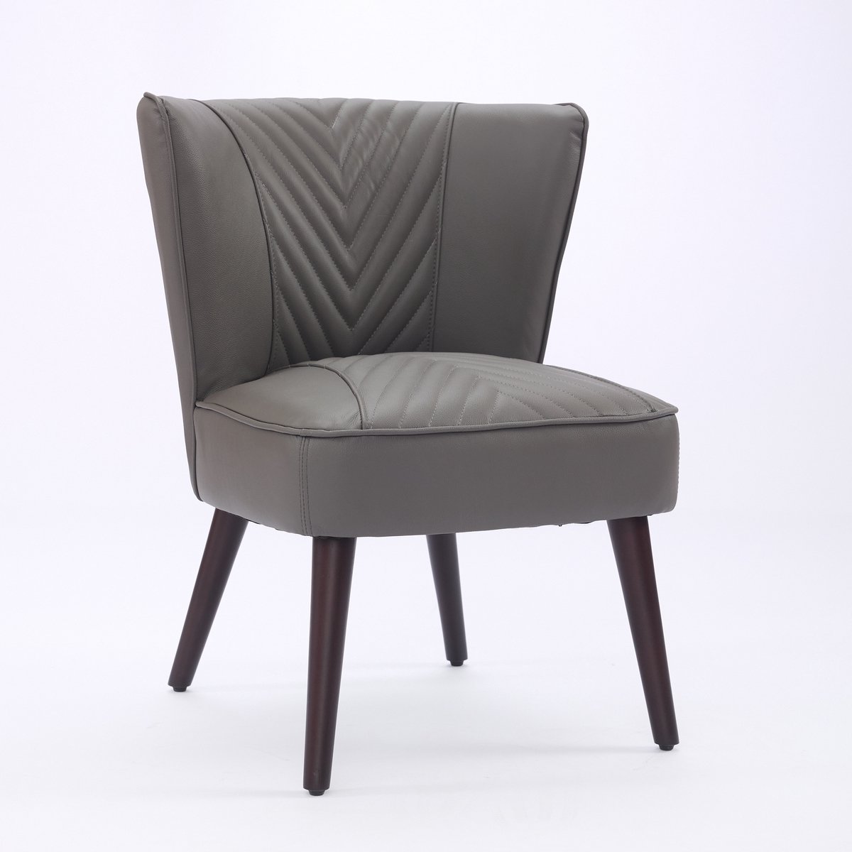Sweiko Fauteuil - Kunstleer - Ruime rugleuning - Rubberhout poten - Grijs