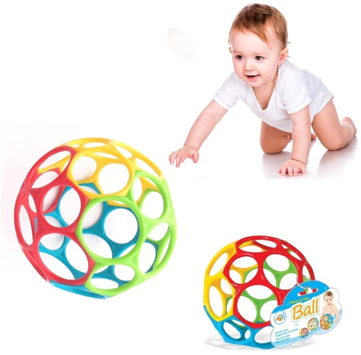 Kraftverdia Baby Speelgoed – Baby Grijbal – Sensorisch Grijpspeelgoed voor Baby’s – Speelbal voor Fijne Motoriek – Zachte Baby Speelbal 0-12 Maanden