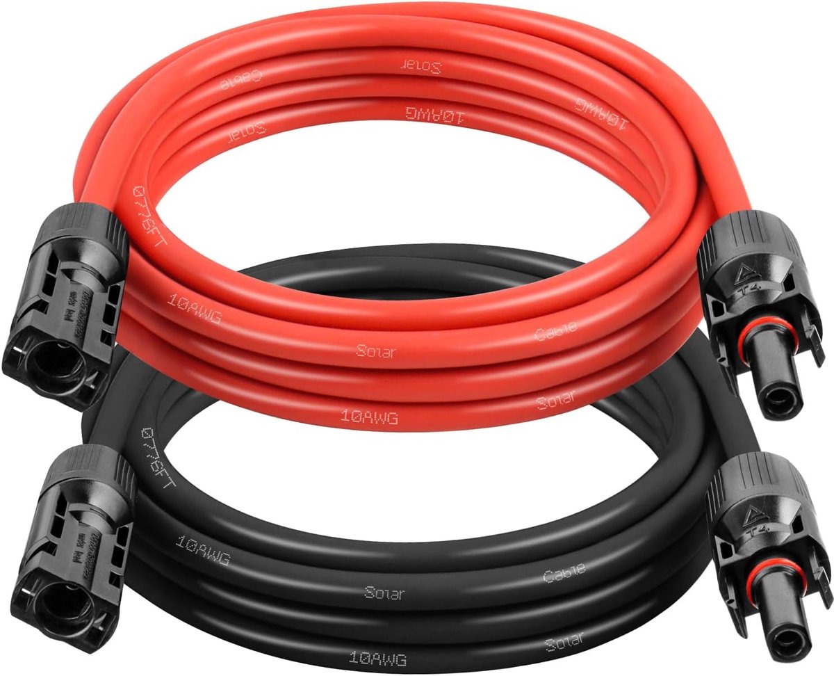WARMFAY - 4 mm² - 1 paar 4 meter Rood + 4 meter zwart - MC4 verlengkabel - Zonnepaneel kabel - Solar kabel - Fit MC4 mannelijk naar MC4 vrouwelijk