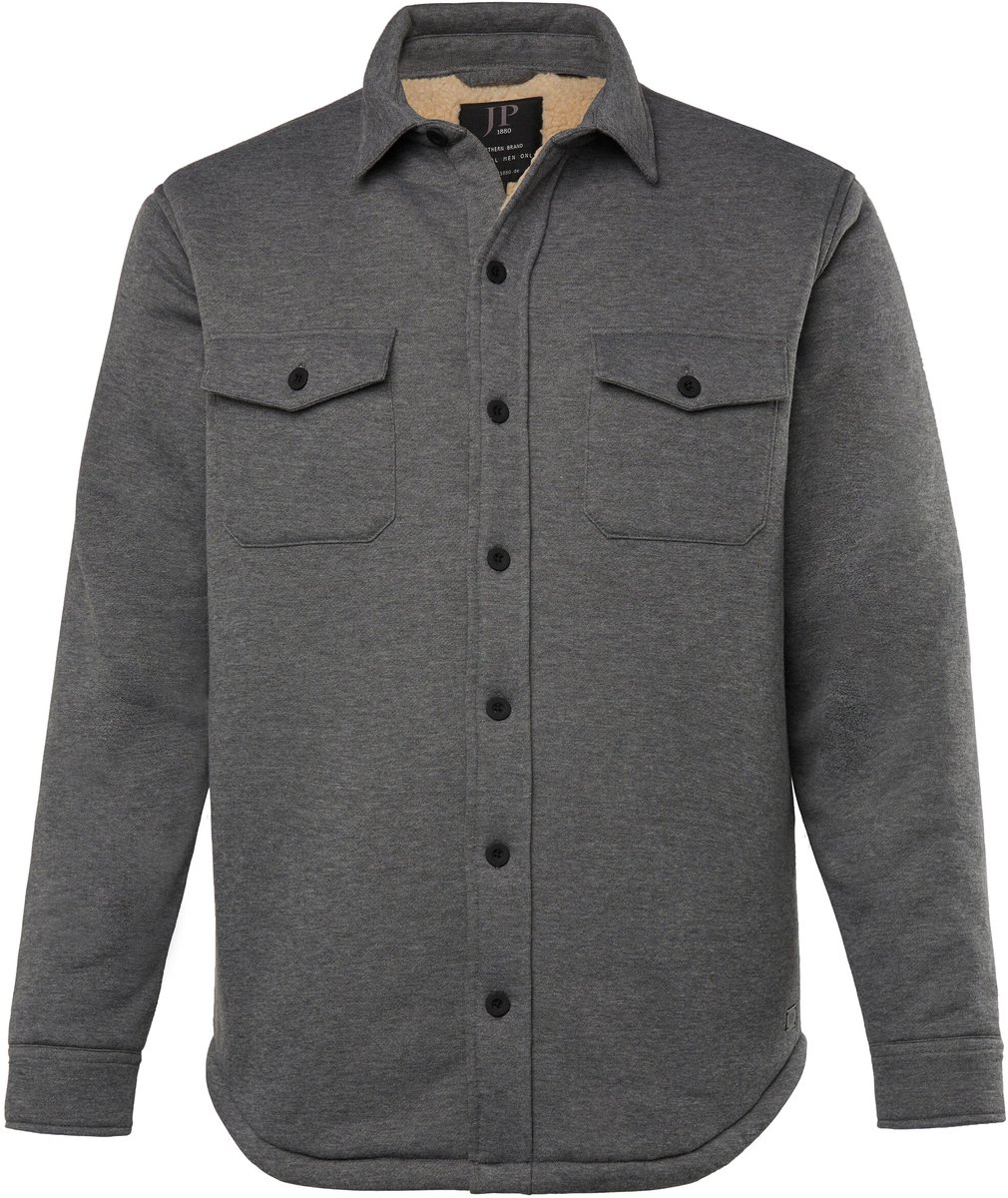 JP 1880 - Heren - Sweat-overshirt voering van geweven bont - Grafietgrijs - Maat XXL