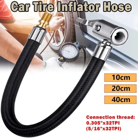 2pcs Inflator Pump Hose Adapter met Locking Pneumatic Tire Chuck - Braided Flexible Tire Portable Valve Clip voor Motorfiets - Auto - Fiets - Luchtgereedschap — afbeelding 5