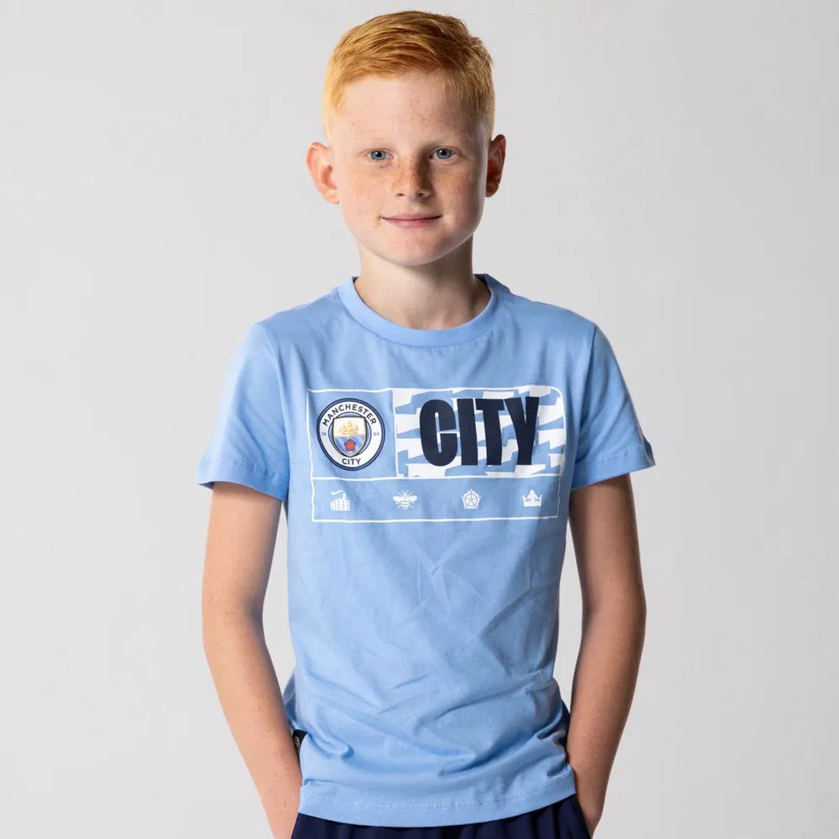 Manchester City T-Shirt voor Kinderen - Maat 116 t/m 164 - Jongens en Meisjes - Man City Shirt - Fanmerchandise