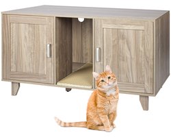 Kattenkast voor kattenbak - 65x120x52 cm - met mat - grijsbruin