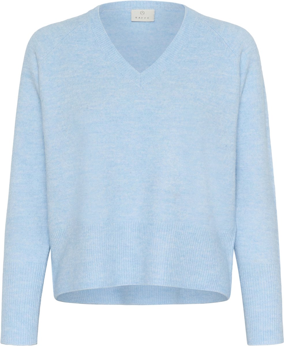 Kaffe KAniel v-neck Pullover Dames Trui - Powder Blue Melange