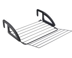 Tomado - Droogrek Hangend Bries - 6 meter drooglengte - Ophangen aan radiator, deur, douchewand of balkon - Verstelbare ophanghaken - Zwart