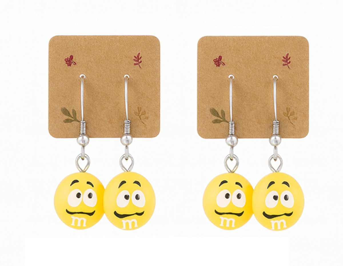 EmmyRovi – Oorbellen Set – Smile Geel – 2 Setjes - 4 Oorbellen – Vriendinnen Cadeau