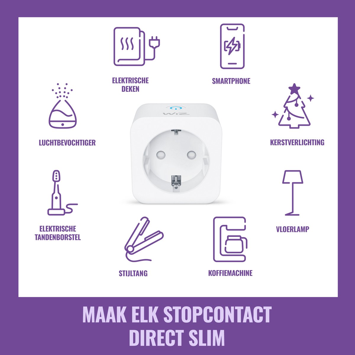 Slimme stekker WiZ WiFi F-type, app-bediening, Matter-gecertificeerd, energie besparen, smart home plug - Afbeelding 3