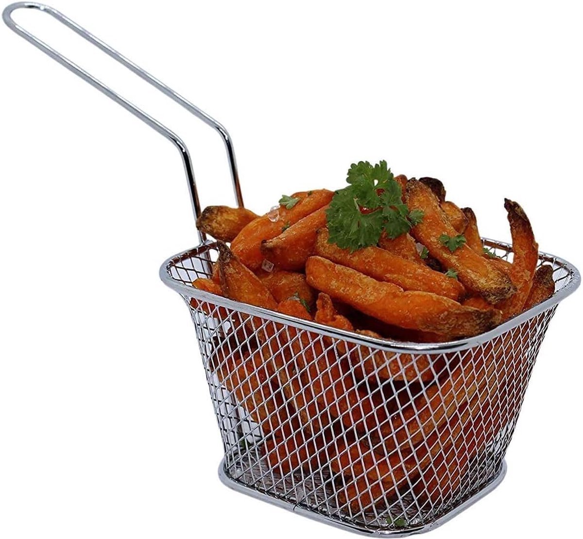 Stunq® Mini roestvrijstalen frituurmandjes, frituurmandjes, 2, 4, 8 stuks, topkwaliteit frietrek, ideaal voor serveren, bewaren, tentoonstellen van voedsel, kleur: zilver