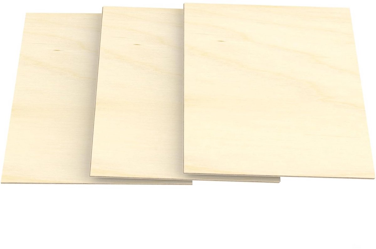 3x Multiplex Platen Berkenhout A4 (210x297mm) - 4mm Dik - Kwaliteit voor Knutselen en Figuurzagen