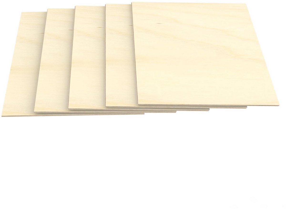 Multiplex Platen - Houten Vellen - Knutselprojecten Maken - Professionele Kwaliteit - 5x A4 4mm - Natuurlijk Hout