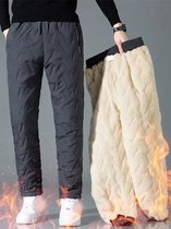 Casual broek met fleecevoering voor heren, herfst/winter, verdikte warme windbestendige sportbroek met zakken, effen kleur polyester geweven stof, reguliere pasvorm