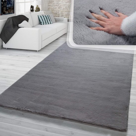 Hoogpolig tapijt - shaggy - antraciet - 80x150 cm - SHAGGY REC ANT