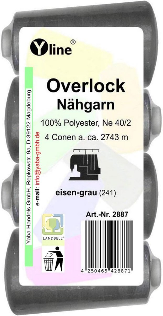 4 Spoelen Overlock Garen Set IJzer Grijs Polyester Sterk Naaifilament